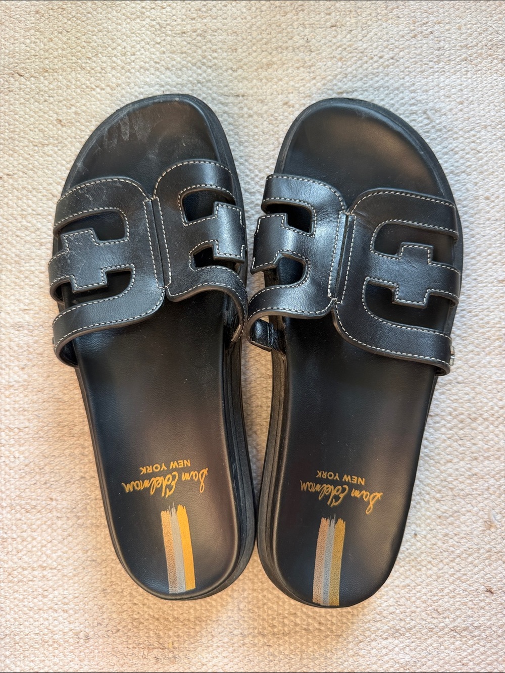 Sam Edelman Black Leather Slide Sandals
